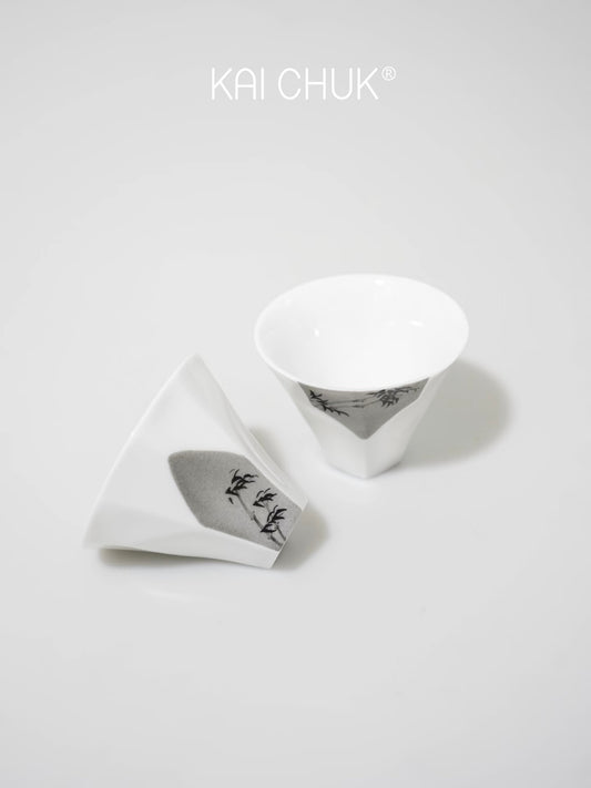 Bamboo & Moon Ink-Wash Neo-Chinese Cup Pair