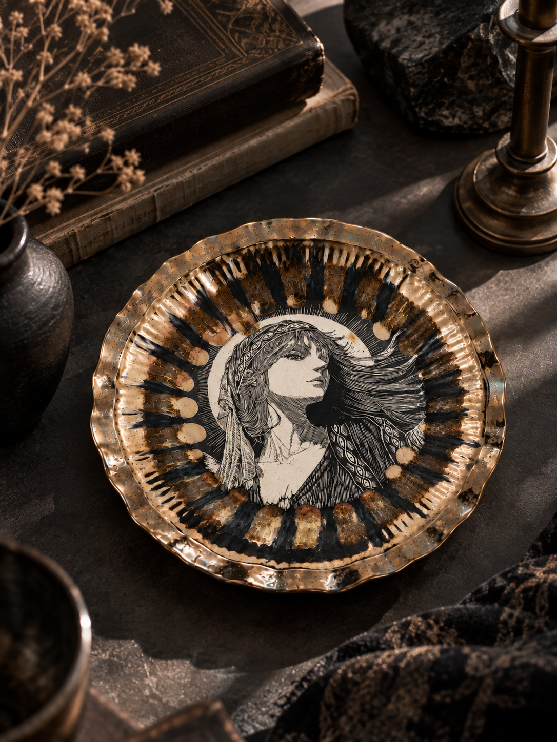 Haniel Metallic-Glaze Ceramic Art Plate