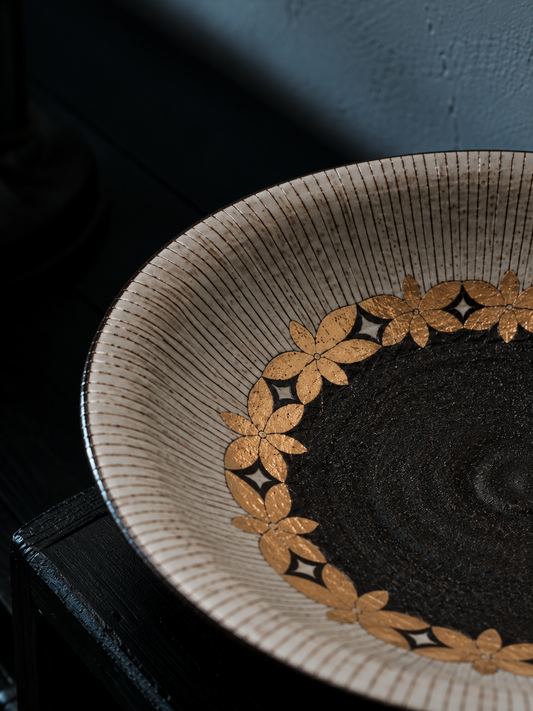 Floral Tale Hand-Carved Stoneware Display Plate