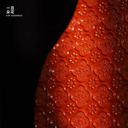 Oriental Red Blossom Porcelain Vase – Jingdezhen Ceramic Art