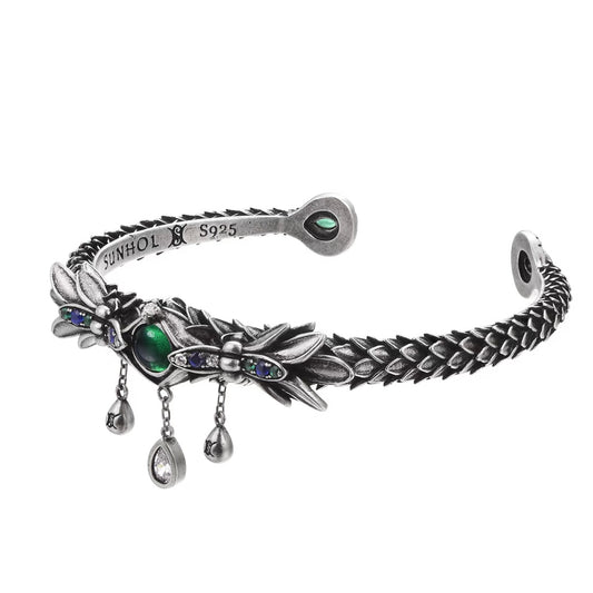 Dragon Scale Gem Tassel Open Bangle