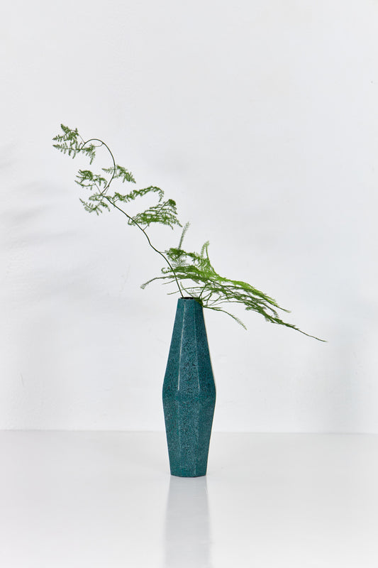 Paper Body Lacquer Vase — Tall Neck Turquoise