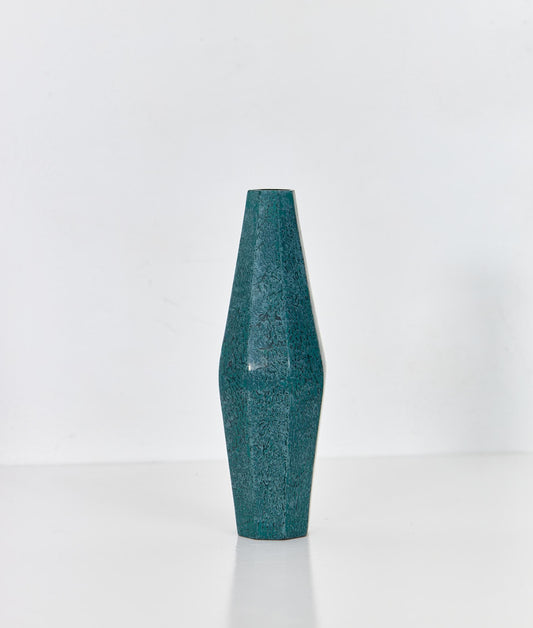 Paper Body Lacquer Vase — Tall Neck Turquoise