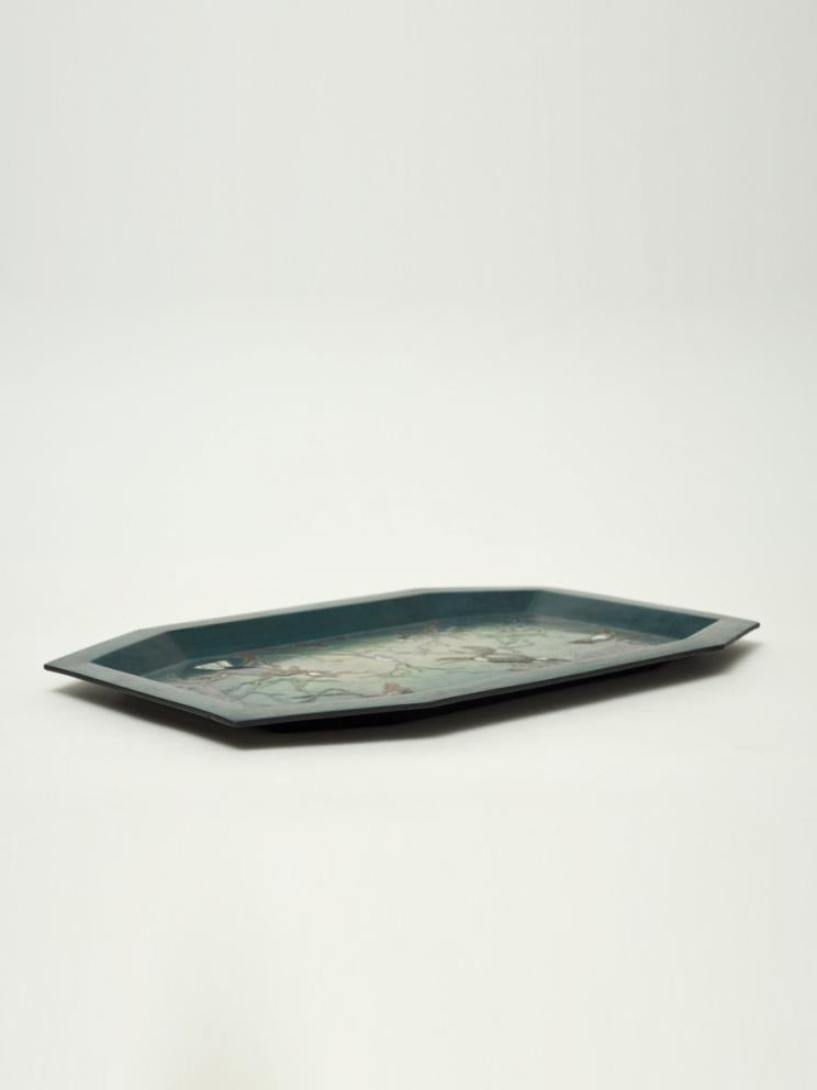 "Returning Birds" — Artist Hand-Painted Lacquer Rectangular Tray