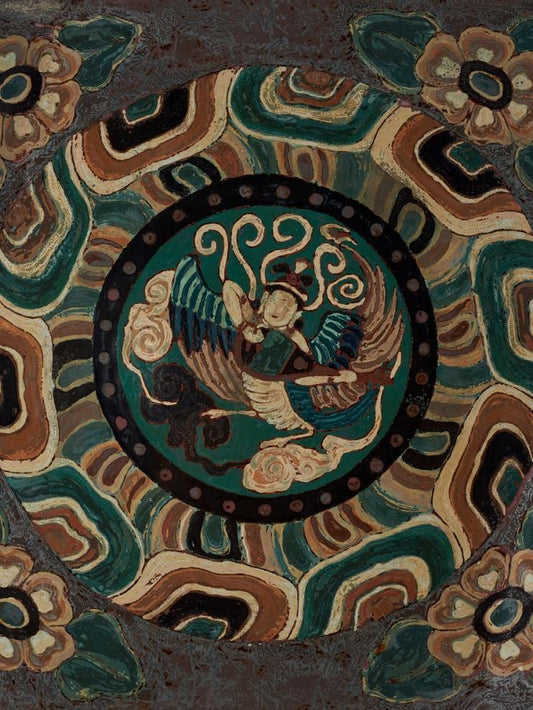 "Dunhuang Murals — Kalavinka Caisson" Square Lacquer Plate