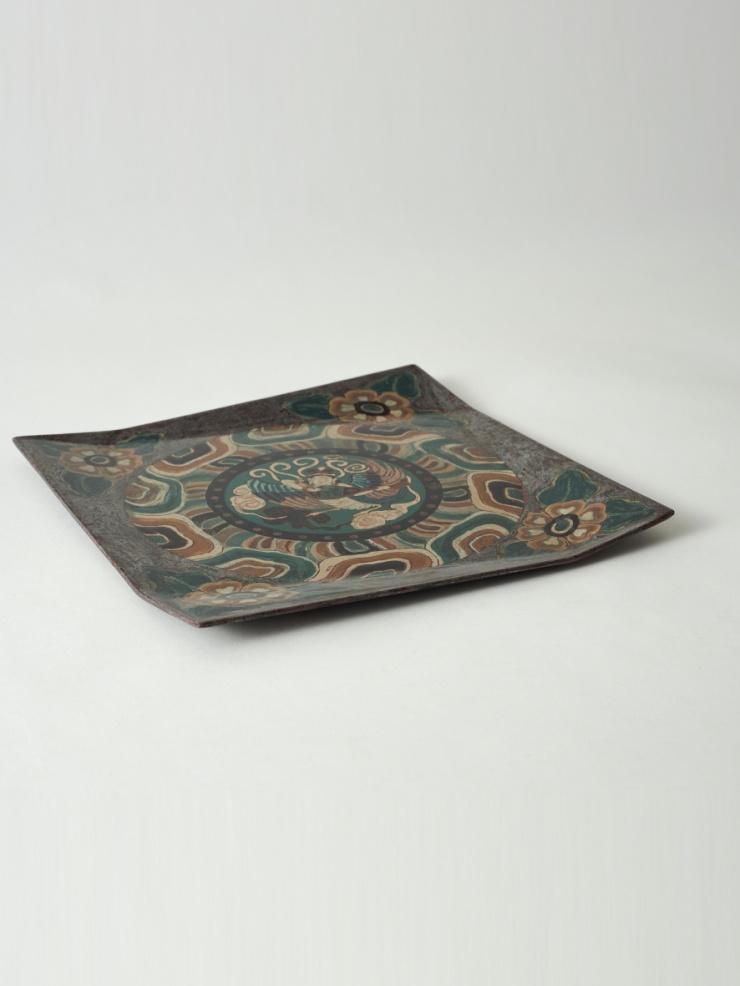 "Dunhuang Murals — Kalavinka Caisson" Square Lacquer Plate