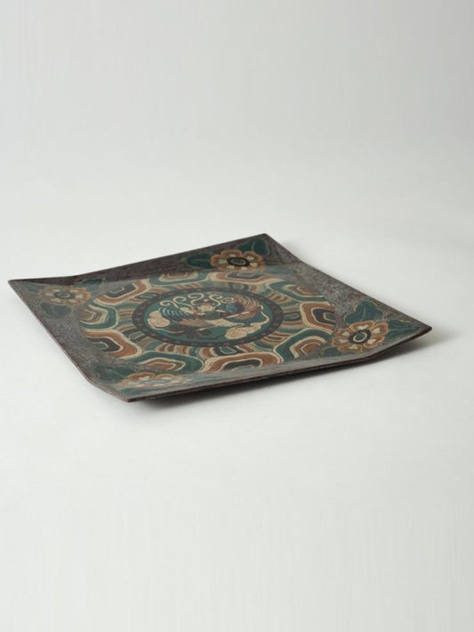 "Dunhuang Murals — Kalavinka Caisson" Square Lacquer Plate