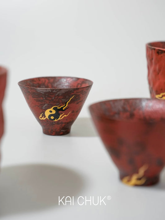 Tai Chi Crimson Ceramic Cup Pair