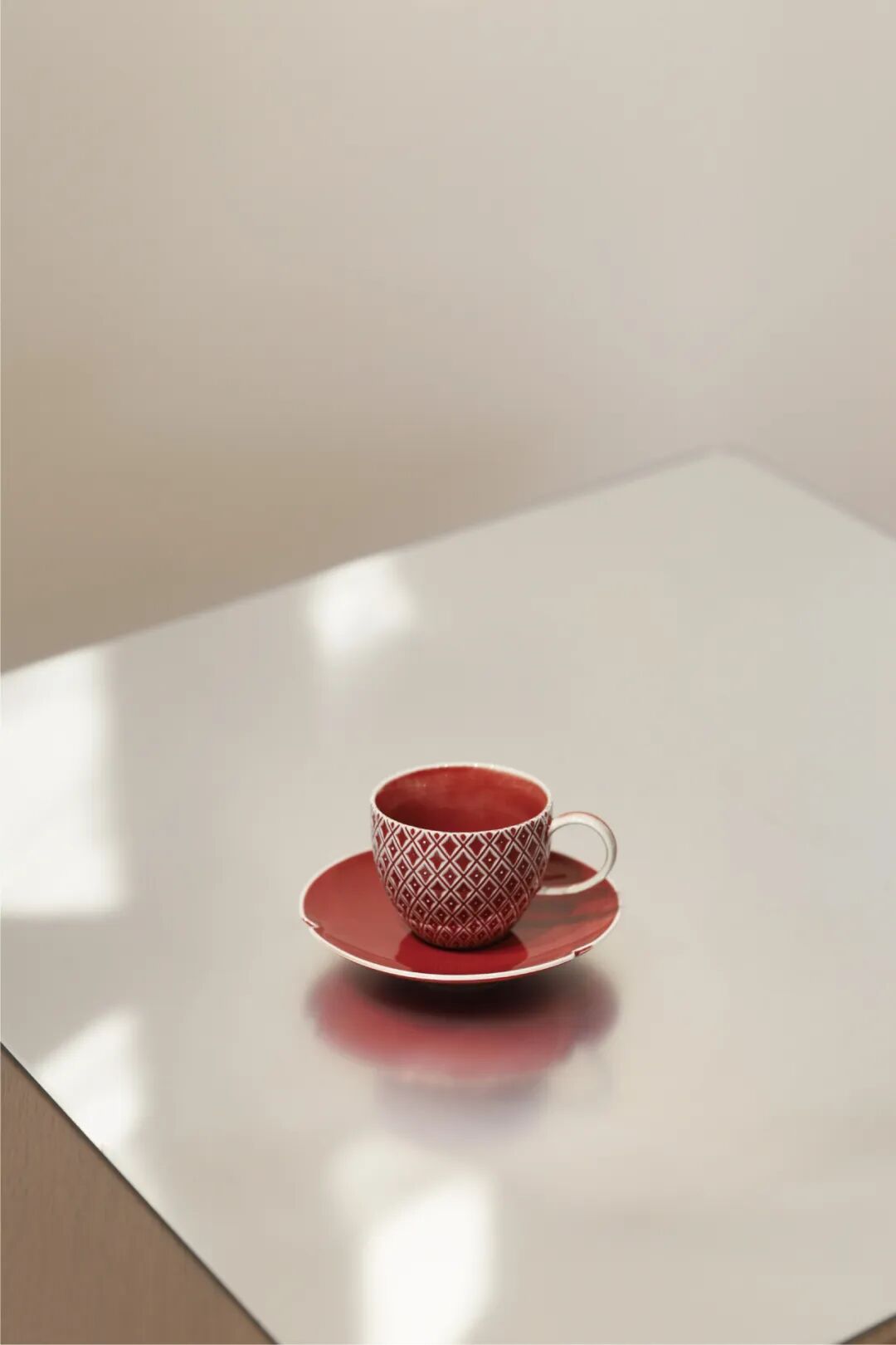 Pineapple Coffee Cup & Saucer Set – Red Glaze