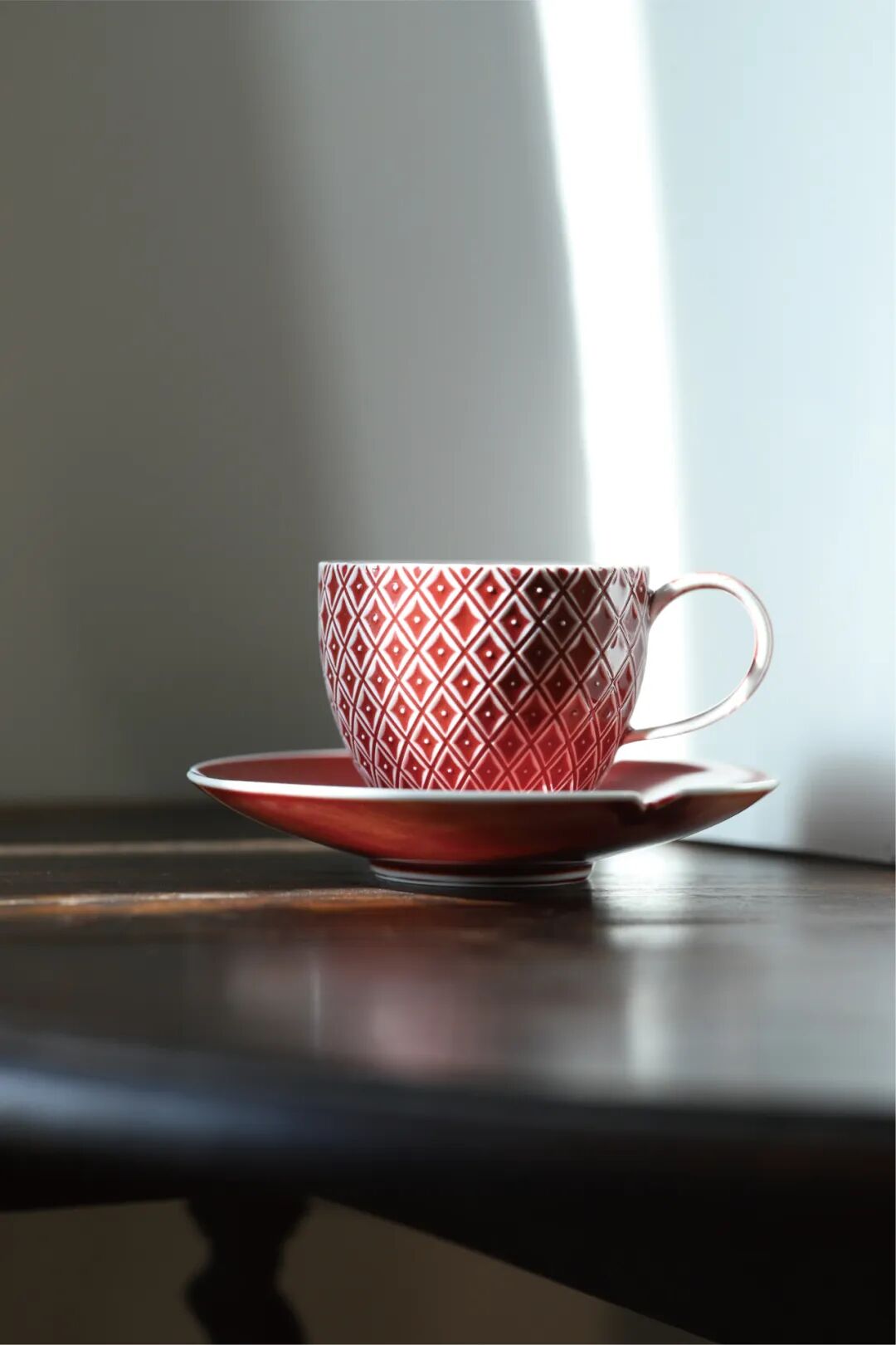 Pineapple Coffee Cup & Saucer Set – Red Glaze
