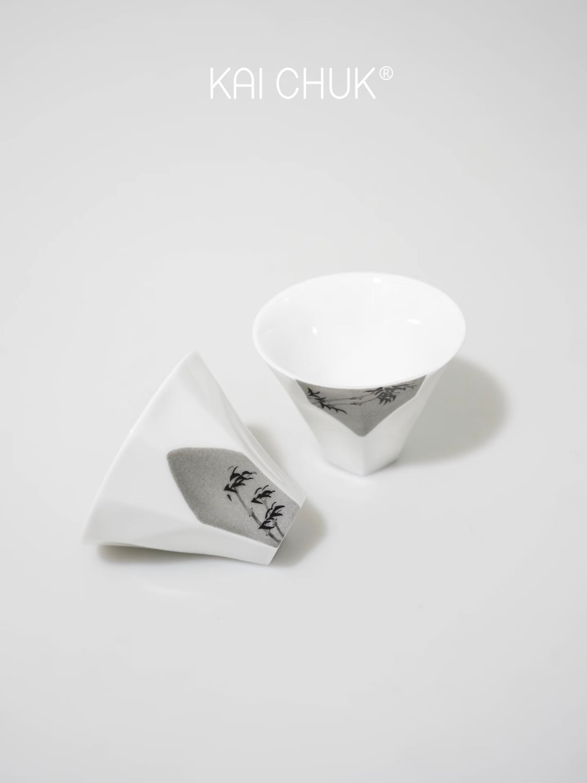 Bamboo & Moon Ink-Wash Neo-Chinese Cup Pair