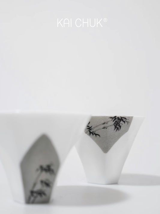 Bamboo & Moon Ink-Wash Neo-Chinese Cup Pair