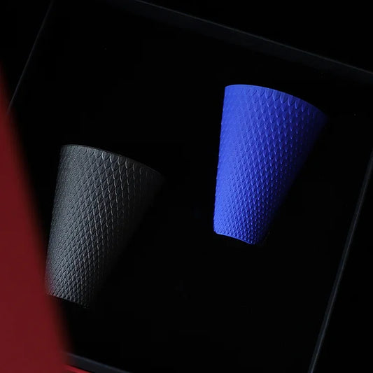 Awakening of Insects Scale-Texture Cup Pair – Black Mamba Blue | Jingdezhen