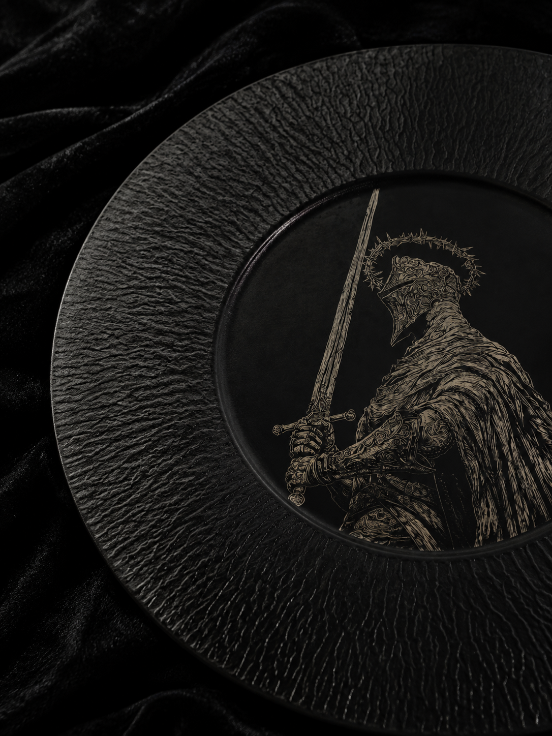 Dark Knight Hand-Painted Ceramic Art Plate
