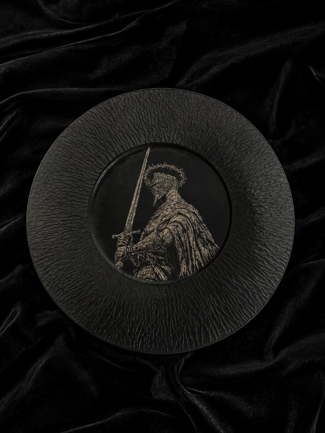 Dark Knight Hand-Painted Ceramic Art Plate