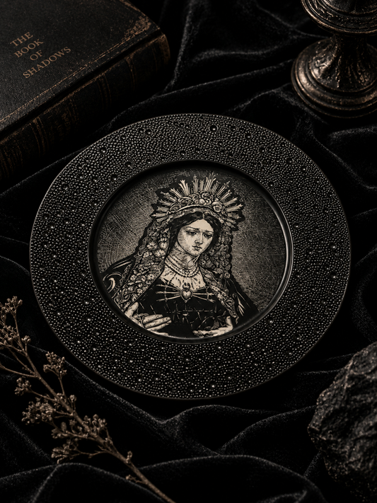 Gothic Portrait Hand-Carved & Hand-Painted Ceramic Art Plate