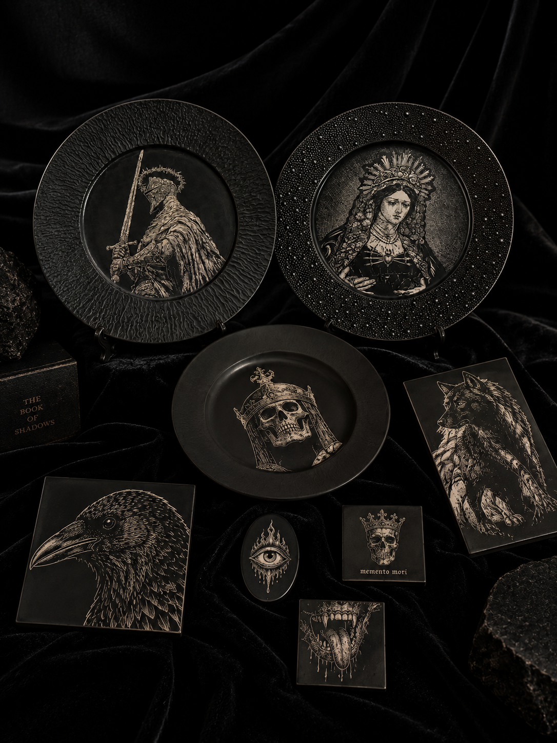 Raven Hand-Painted Ceramic Art Tile