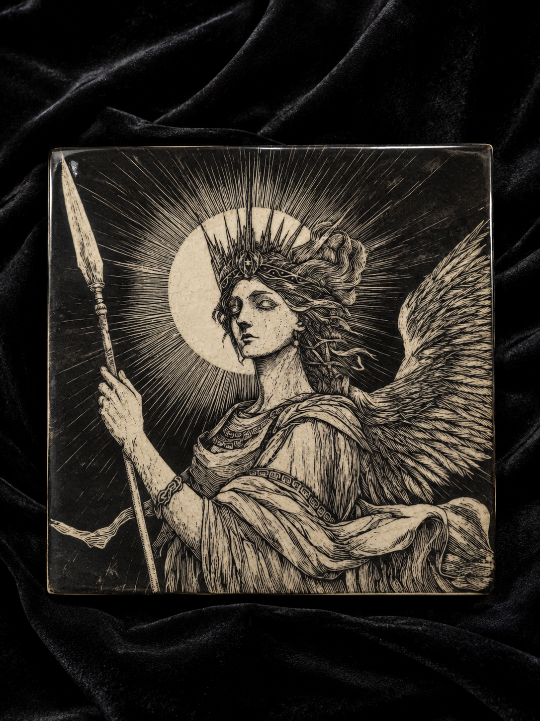 Goddess of Marriage Hand-Painted Ceramic Panel