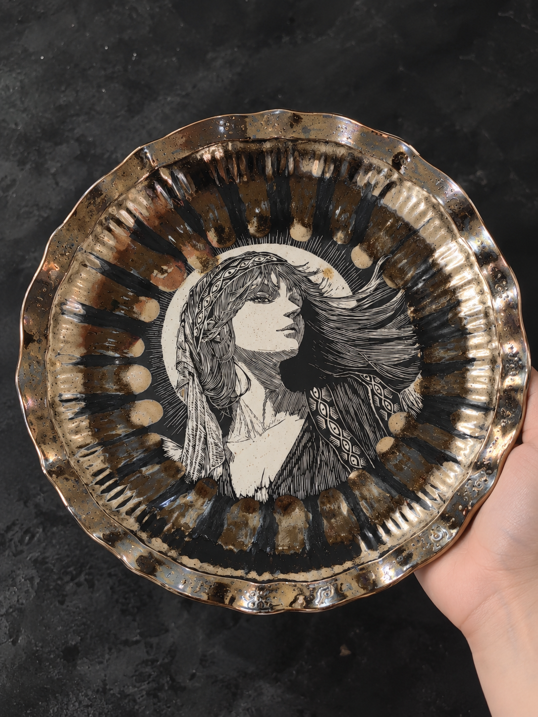 Haniel Metallic-Glaze Ceramic Art Plate