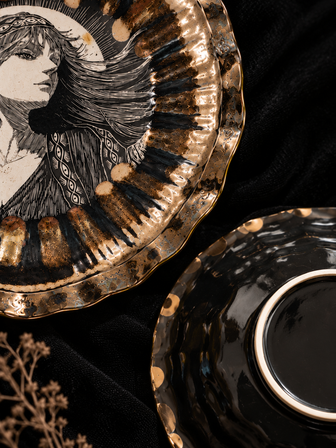 Haniel Metallic-Glaze Ceramic Art Plate