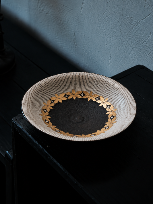 Floral Tale Hand-Carved Stoneware Display Plate