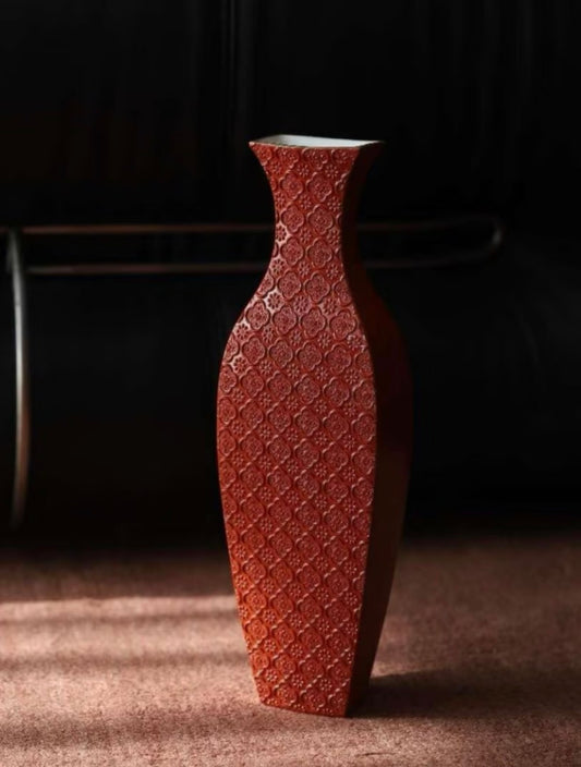 Oriental Red Blossom Porcelain Vase – Jingdezhen Ceramic Art