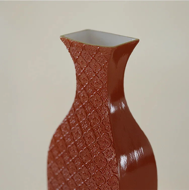 Oriental Red Blossom Porcelain Vase – Jingdezhen Ceramic Art