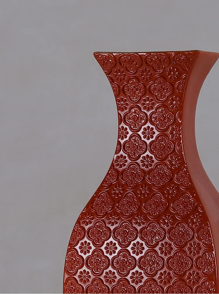 Oriental Red Blossom Porcelain Vase – Jingdezhen Ceramic Art