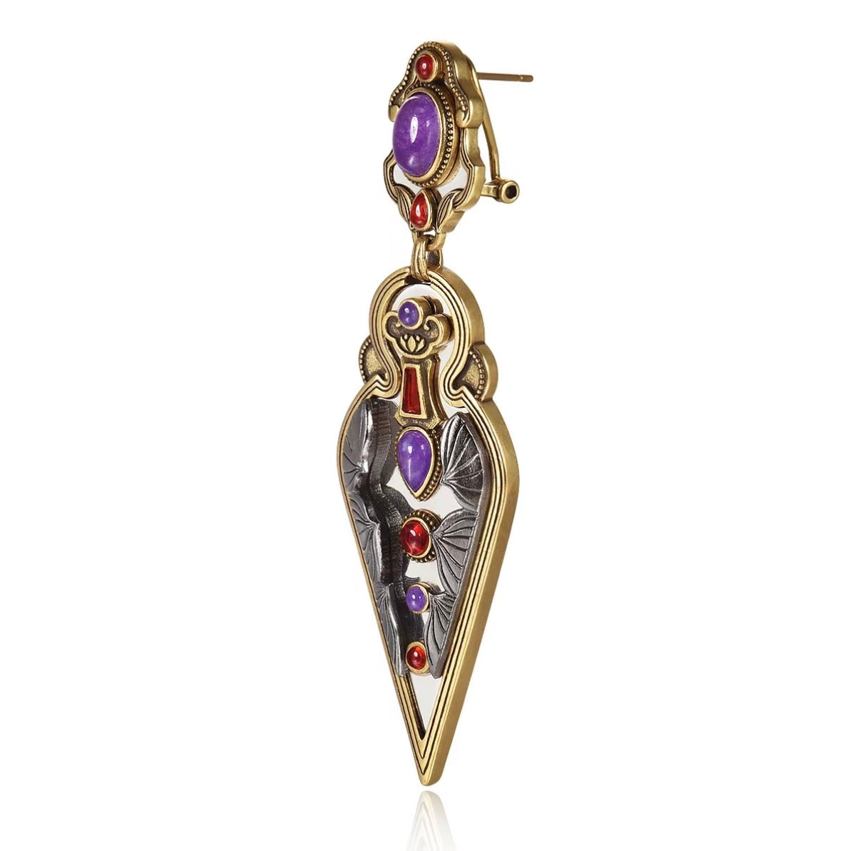 Shadow Lotus Relief Drop Earring (Single)