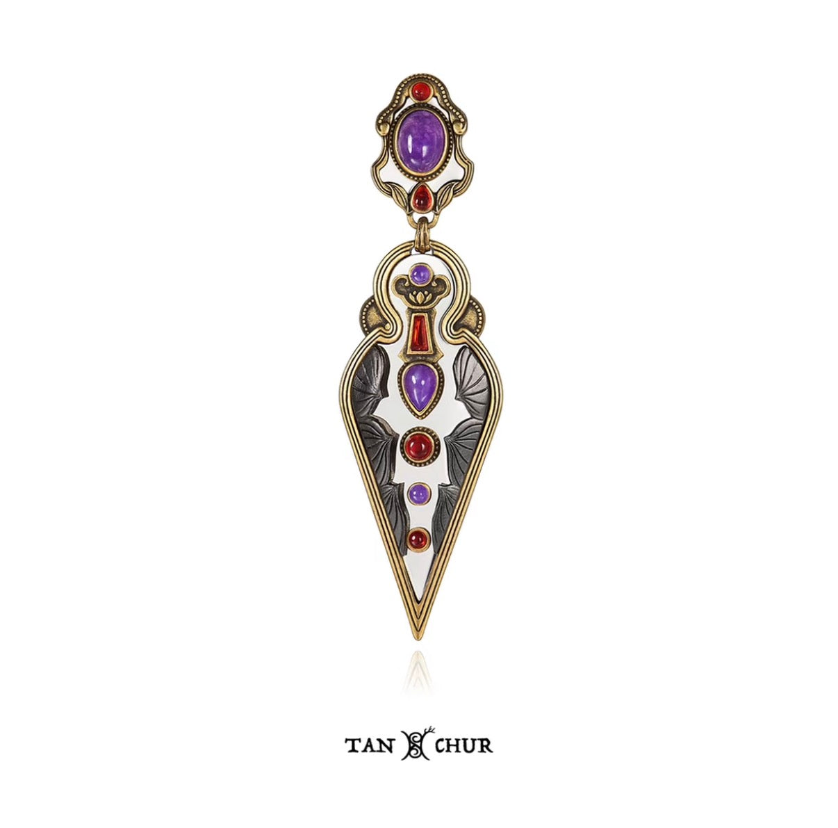 Shadow Lotus Relief Drop Earring (Single)