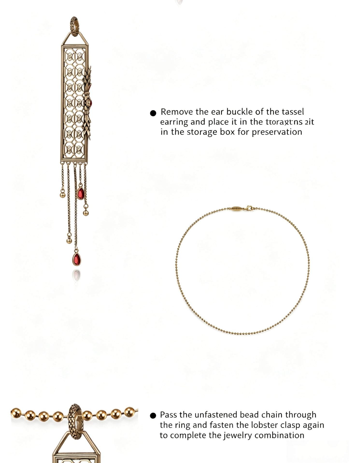 Openwork Window Tassel Earring / Pendant (Single)
