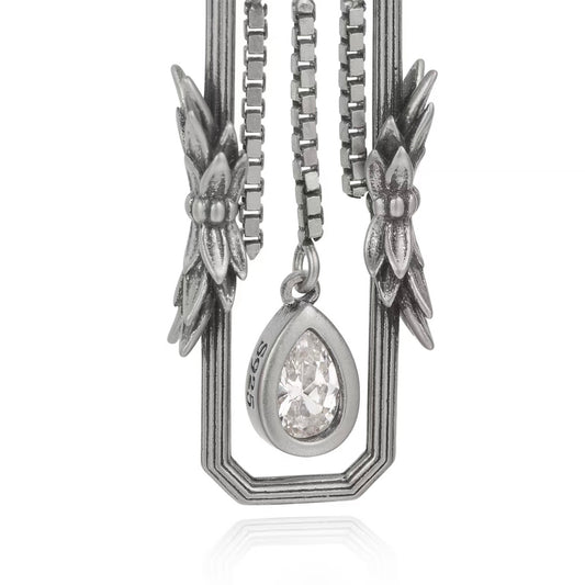 Penglai Rectangular Tassel Earring / Pendant (Single) – Silver