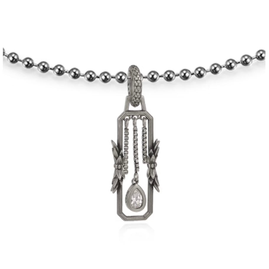 Penglai Rectangular Tassel Earring / Pendant (Single) – Silver