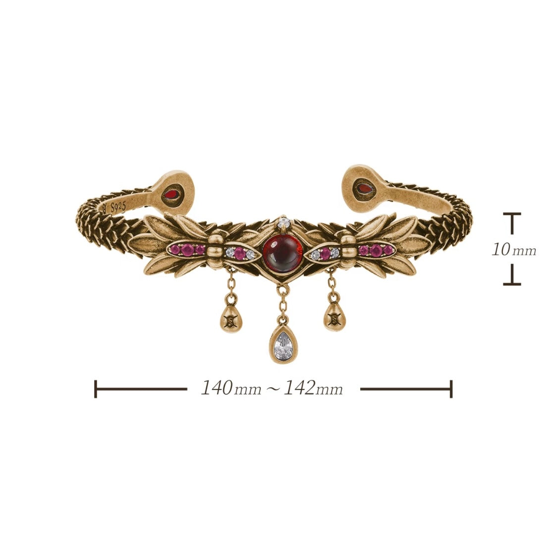 Dragon Scale Gem Tassel Open Bangle