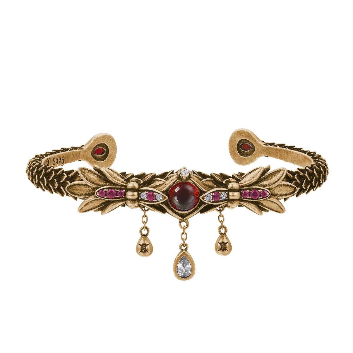 Dragon Scale Gem Tassel Open Bangle