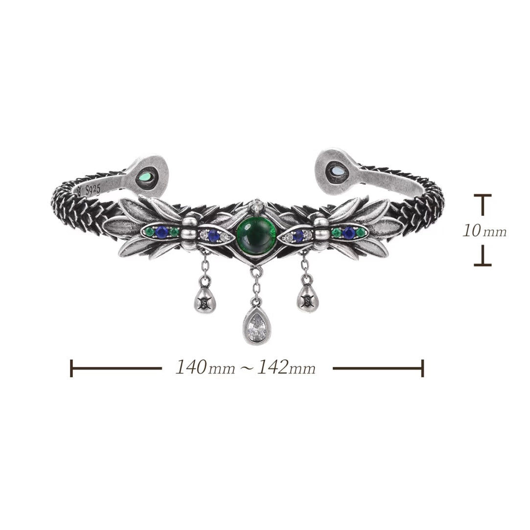 Dragon Scale Gem Tassel Open Bangle