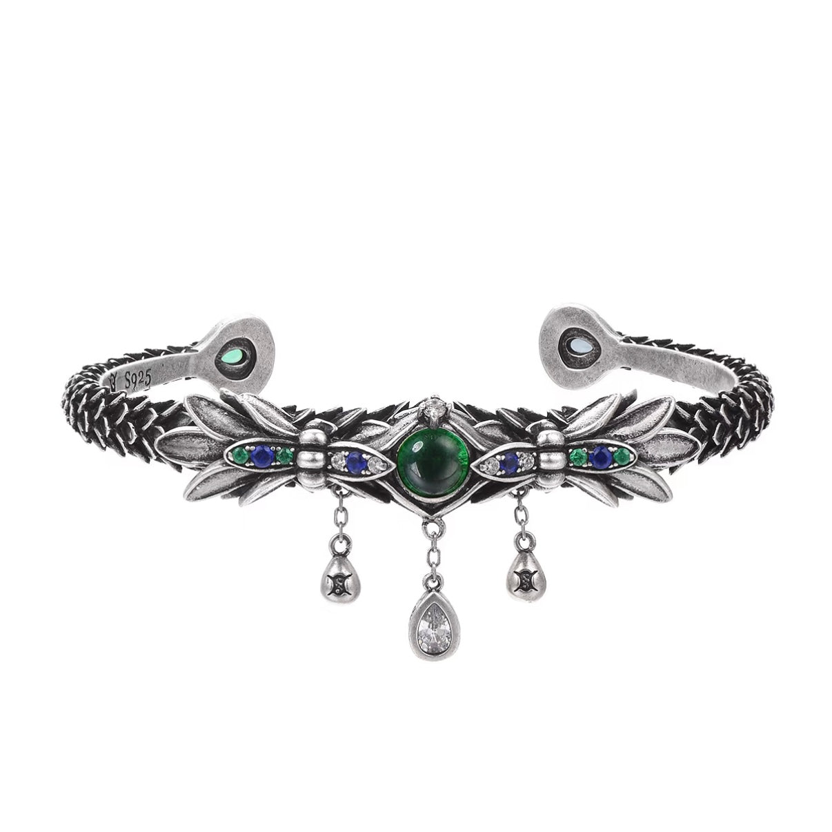 Dragon Scale Gem Tassel Open Bangle