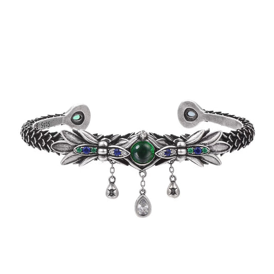 Dragon Scale Gem Tassel Open Bangle