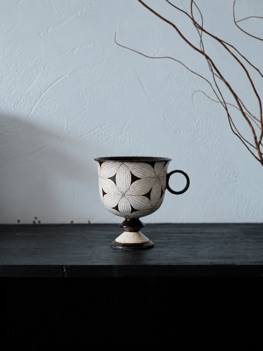 Floral Tale stoneware goblet mug — All-Over Floral pattern